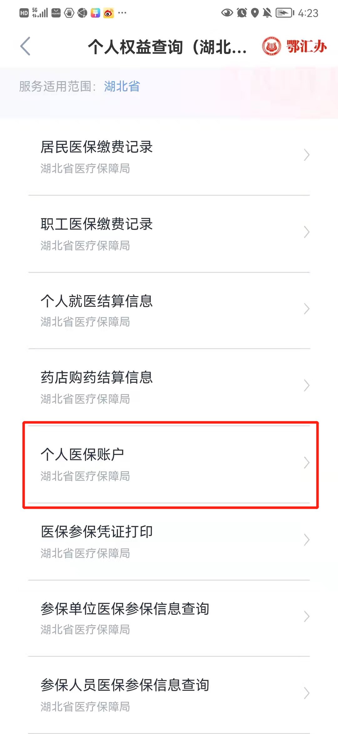 鄂汇办怎么查询医保余额和缴费记录