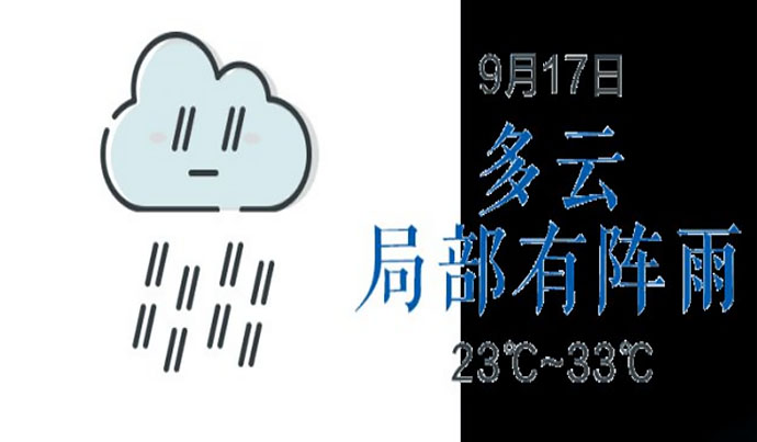 9月17日多云局部阵雨 22-31 ℃